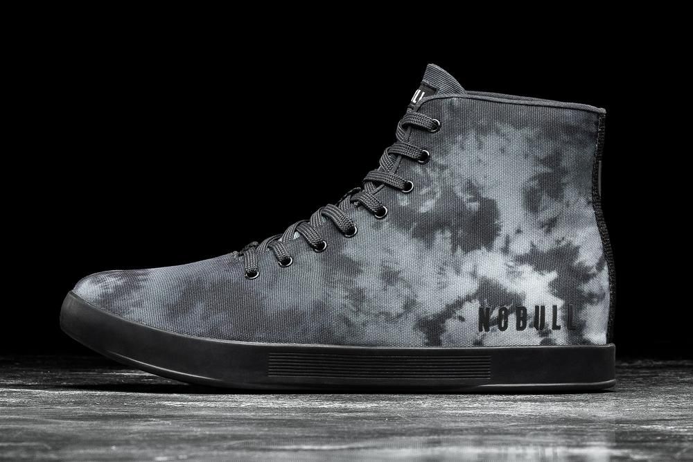 NOBULL High-Top Canvas Training Ayakkabı Erkek - Koyu Beyaz / Siyah Tie-Dye - Turkiye (WYT-625914)